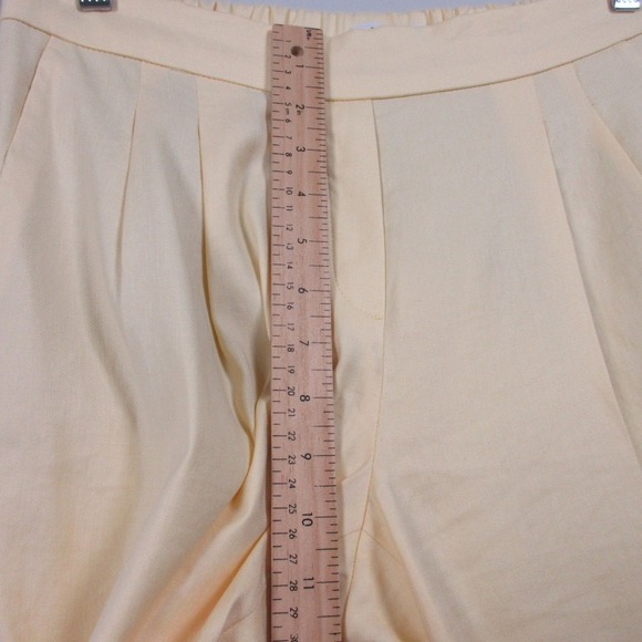 Babaton Cohen Linen Pants Women 8 Butter Yellow Pull On Pleated Career 272 - Picture 12 of 12